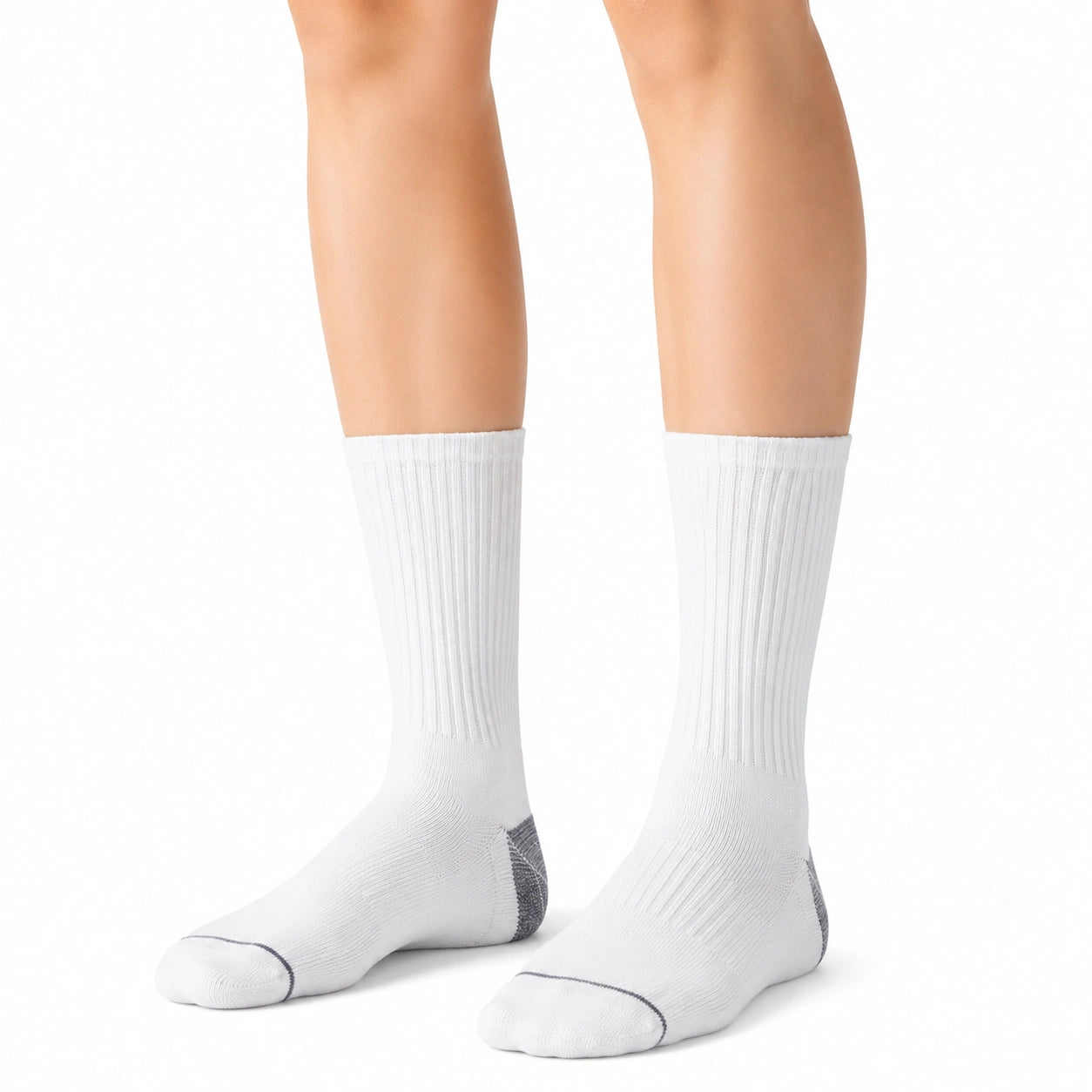 Calcetines deportivos 35-38 de punto blanco y gris de caña media acanalados