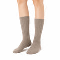 Calcetines de punto talla 35-38 beige con textura trenzada de caña media