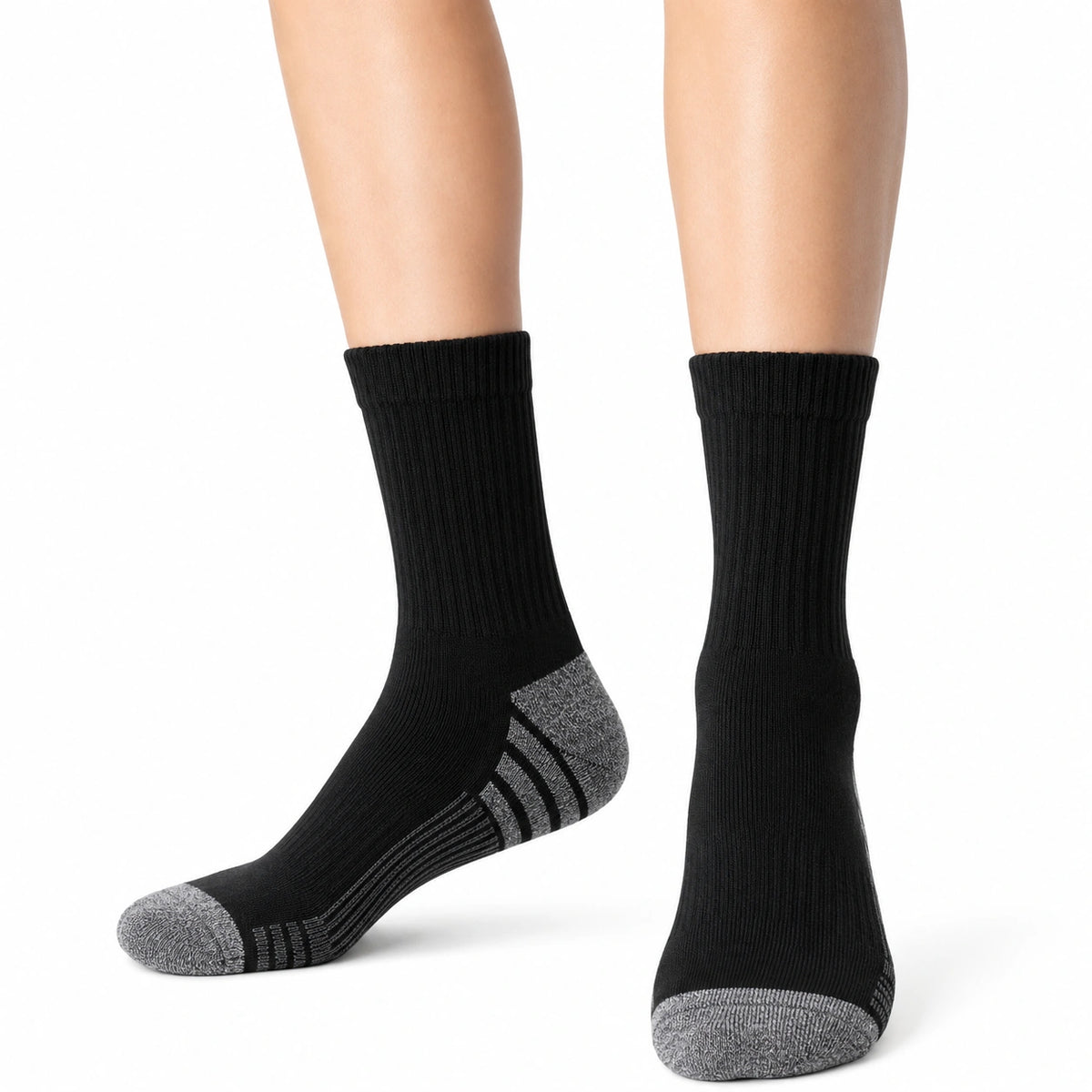 Calcetines deportivos de punto negro y gris talla 39-42 - caña media acanalada