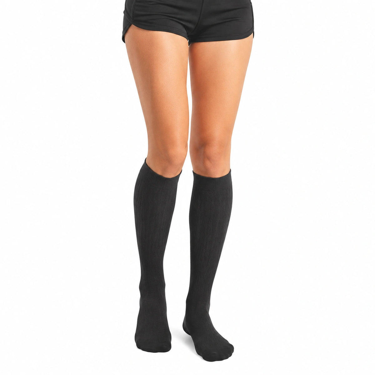 Calcetines hasta la rodilla talla 35-38 de tejido negro para uso diario - lisos