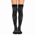 Calcetines altos talla 39-42 de punto negros con telarañas estilo gótico