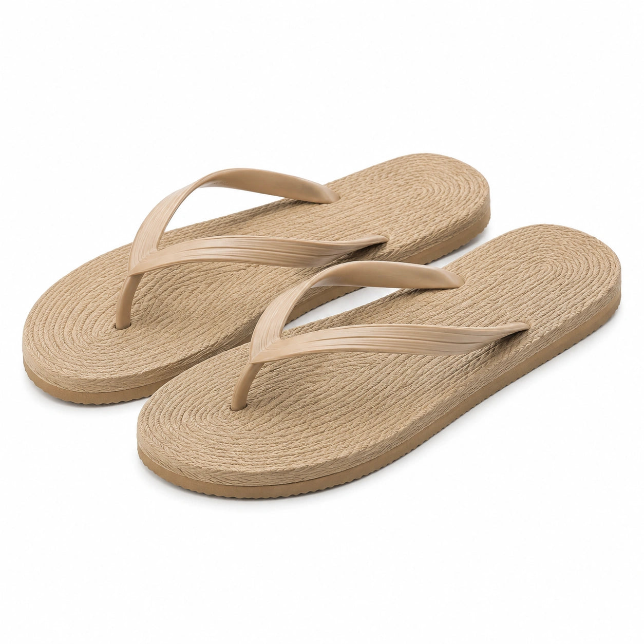 Chanclas talla 36/37 beige de material sintético con textura trenzada para verano
