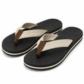 Chanclas 36/37 negras y beige con tiras textiles - suela sintética antideslizante para verano