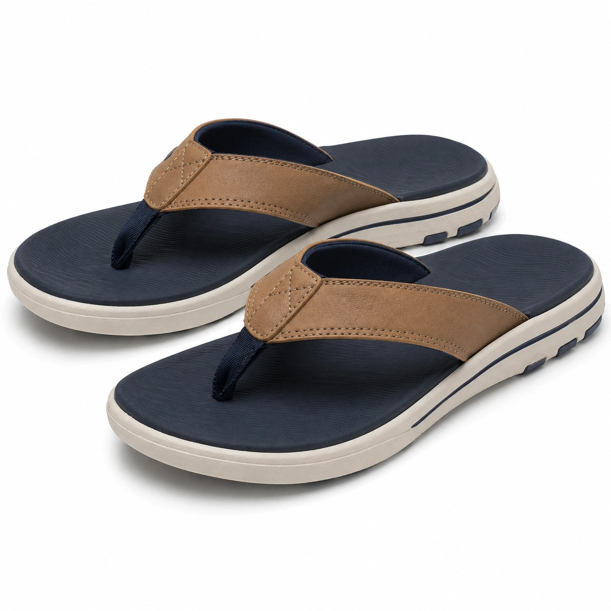 Chanclas de dedo talla 38/39 de material sintético azul marino y beige para verano