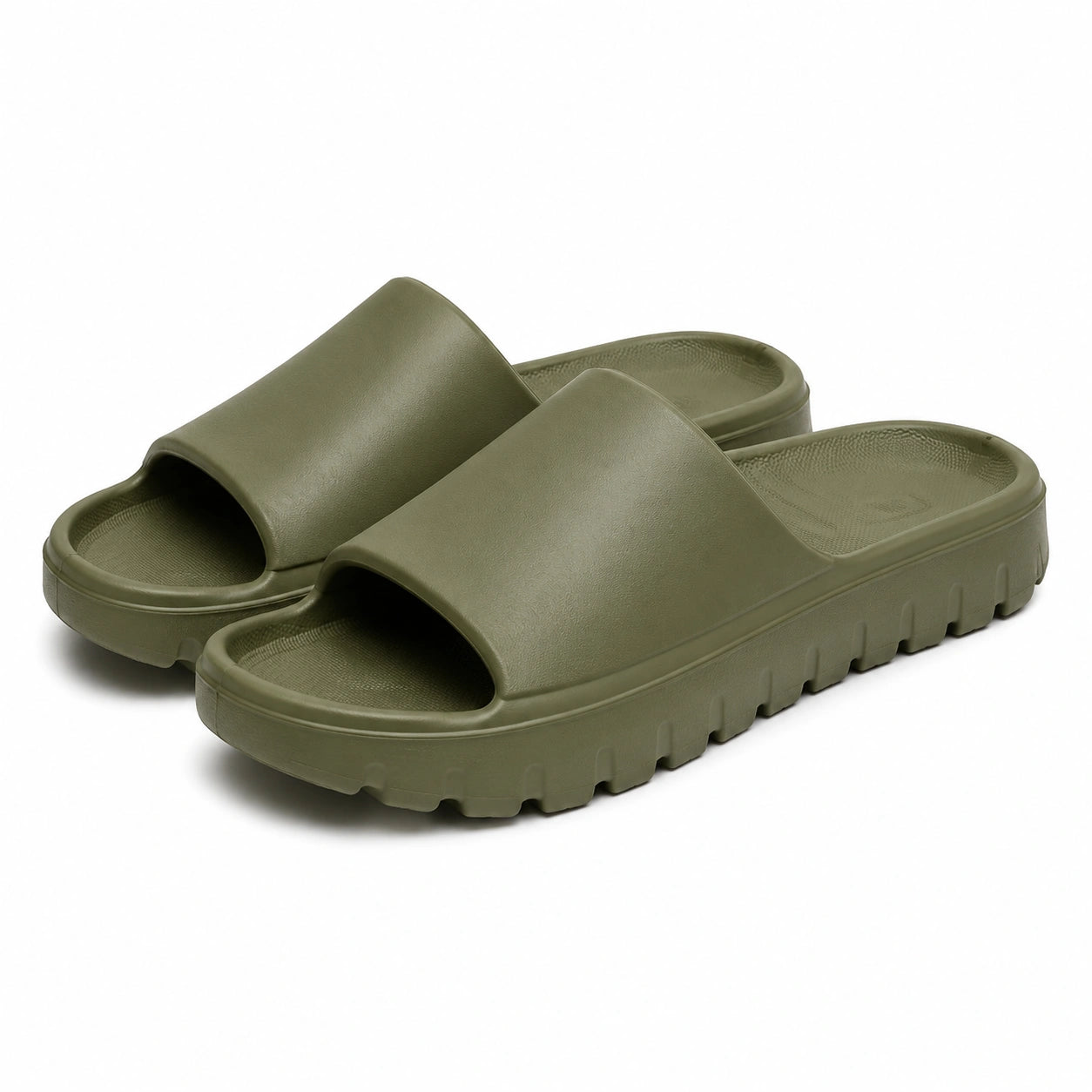 Chanclas talla 36/37 de espuma sintética verde oliva con suela gruesa antideslizante