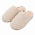 Zapatillas de casa 38/39 de tejido beige con forro suave - cerradas para interior