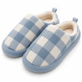 Zapatillas de casa 38/39 de tejido acanalado azul y blanco - cerradas y cálidas