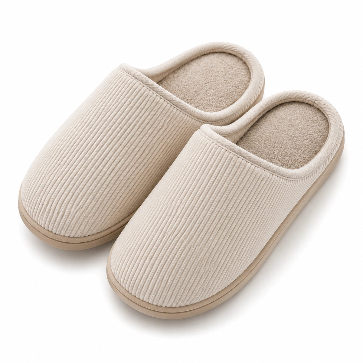 Zapatillas de casa talla 40/41 de textil beige con forro afelpado