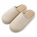 Zapatillas de casa talla 40/41 de tejido beige con plantilla trenzada